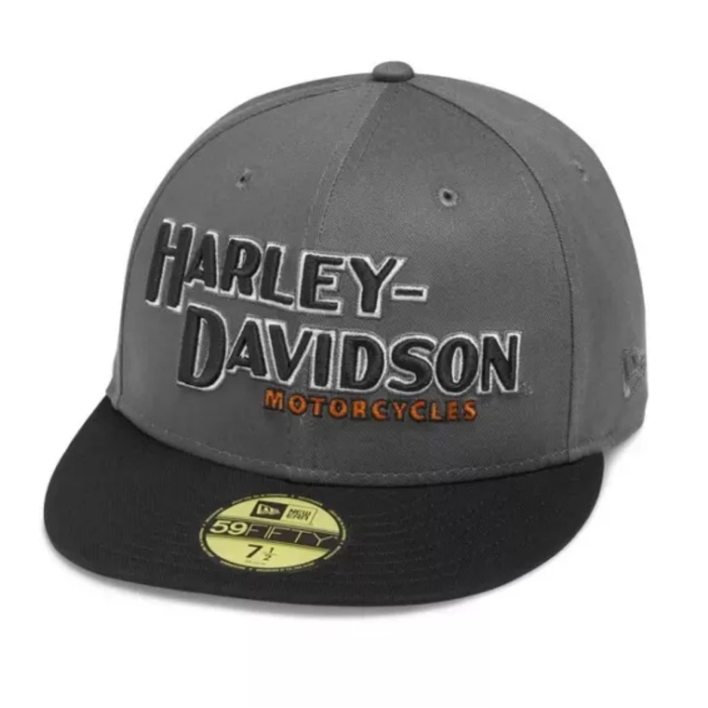 Harley-Davidson Men's Iron Block 59FIFTY Baseball Cap, Gray 99470-19VM 2XL 7 5/8